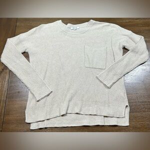 Madewell Women’s Size XS Thompson Pocket Pullover Sweater Cream Knit Crewneck